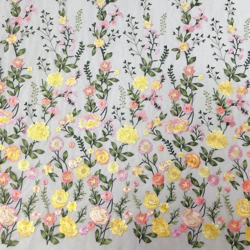 1/3/5yards Seven Colors High Density Embroidered Fabric for DIY Sewing Dress Available Fashionable Style Clothing Accessories