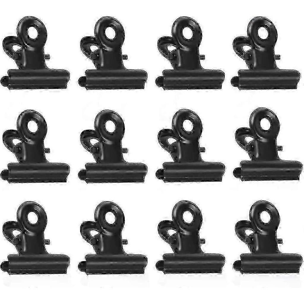 50pcs 22mm Metal Binder Clips for Paper Food Bags, Black Bulldog Hinge Clips Office Supplies