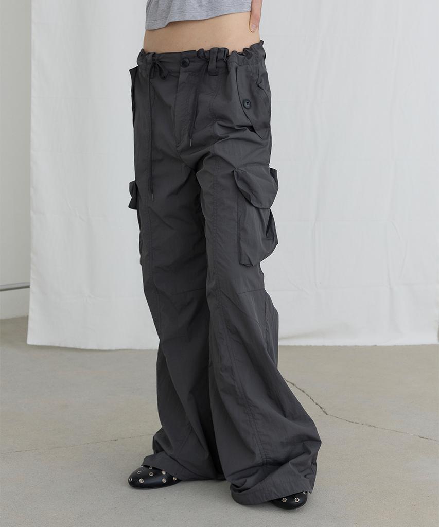 Odeseu Comfy Parachute Cargo Pants - Charcoal