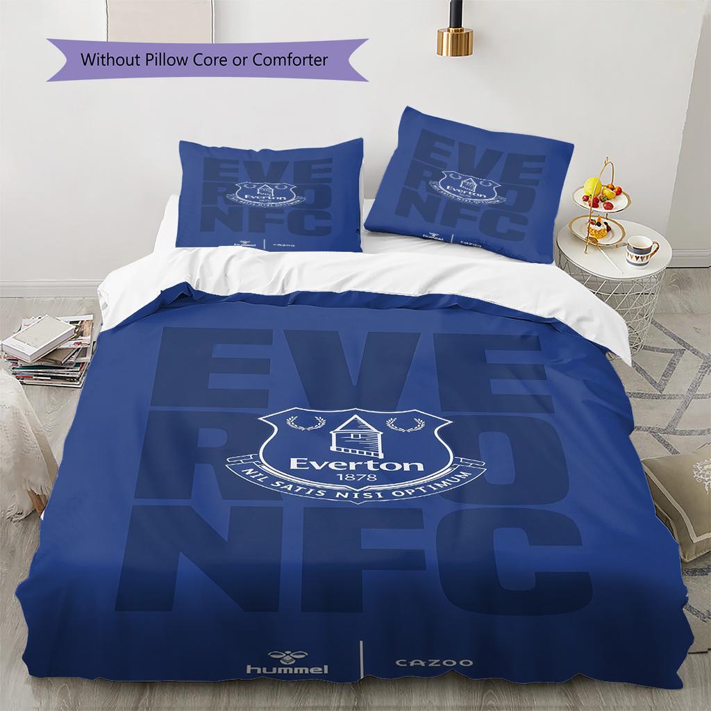 Everton Logo  Pattern Bedding Quilt Set Quilt Cover Pillowcase Home Decoration Birthday Gift (1 * Duvet Cover + 2 * Pillowcase, Without Core)