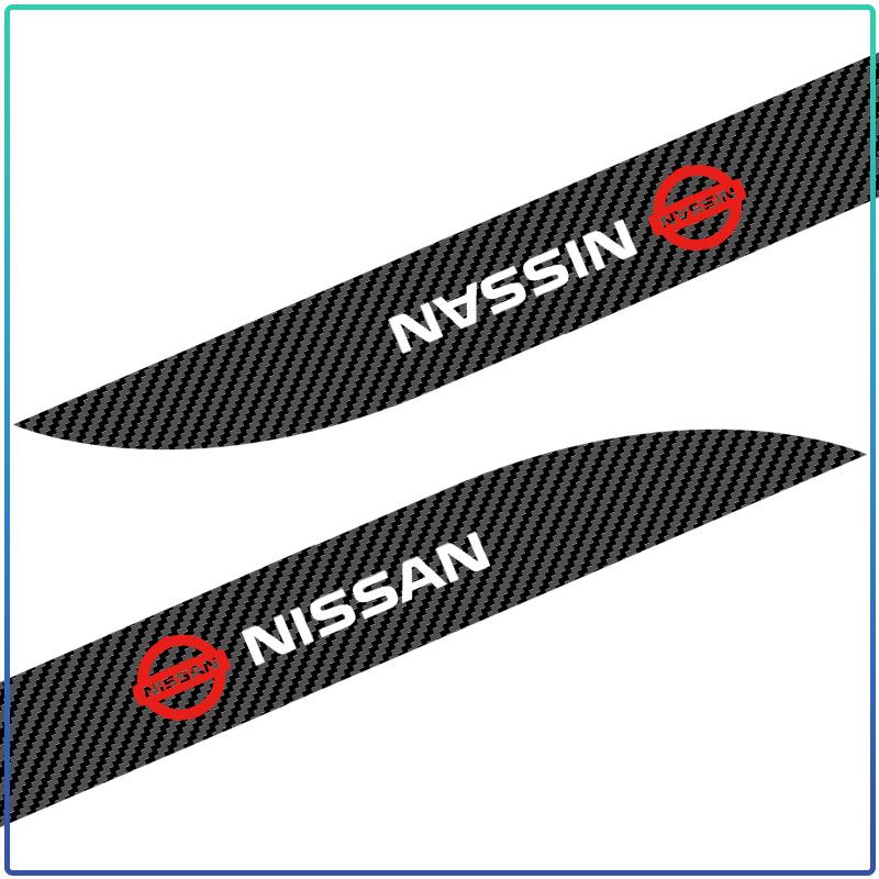 2pcs Carbon Car Door Side Skirt Sill Stripe Sticker Decals Styling For Nissan GTR X-trail Tiida Qashqai J10 J11 Leaf Kicks Versa Teana Skyline Almera