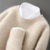 Men's 100% Wool Round Neck Sweater, Thickened Knit Pullover, Autumn/Winter Cashmere Base Layer Top