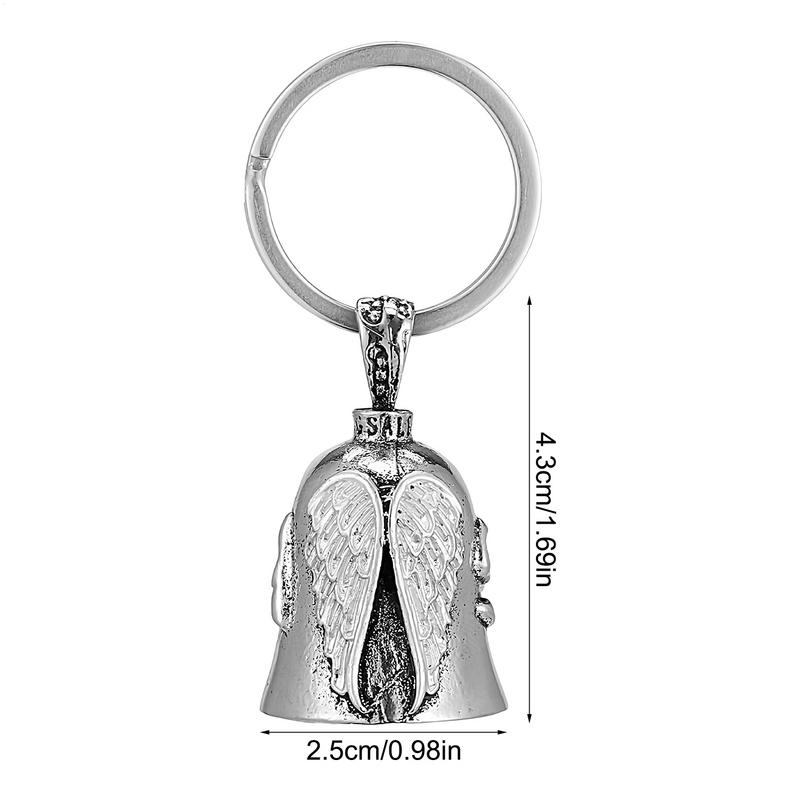 Motorcycle Guard Bell Stainless Steel Motorcycle Angel Bell Spirit Bells with Chain or Keyring Guard Riding Bell Pendant