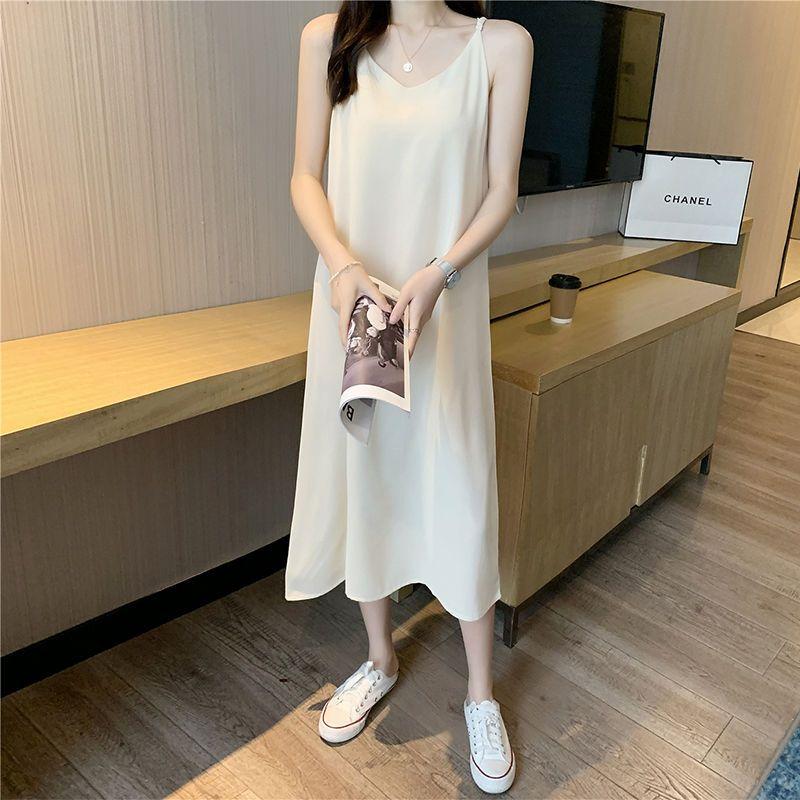 Women's Spring Summer New Small Flavor Base Sling Skirt Elastic Waist Chiffon Straight Skirt