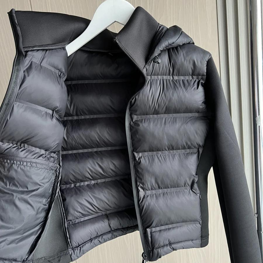 Damen Leichte Warme Daunenjacke mit Langen Ärmeln und Kapuze mit Reißverschluss Sportmantel