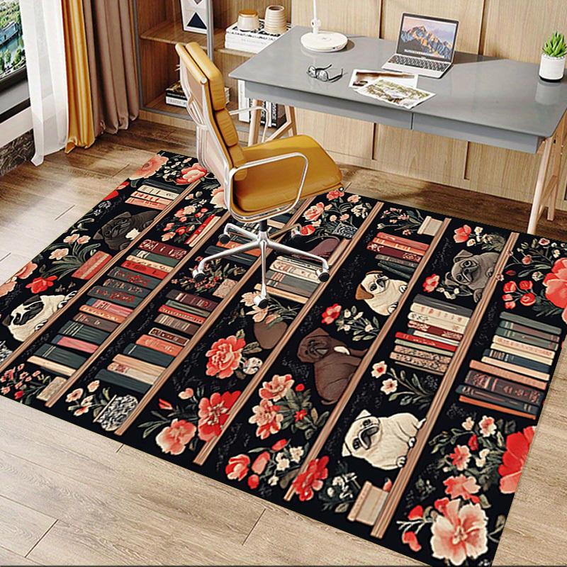 1PC Bookshelf Flowers Extra Large Non Slip Floor Carpet, Office, Family, Bedroom, Studio   Large Area Rug Indoor Rugs, , Vibrant Colors