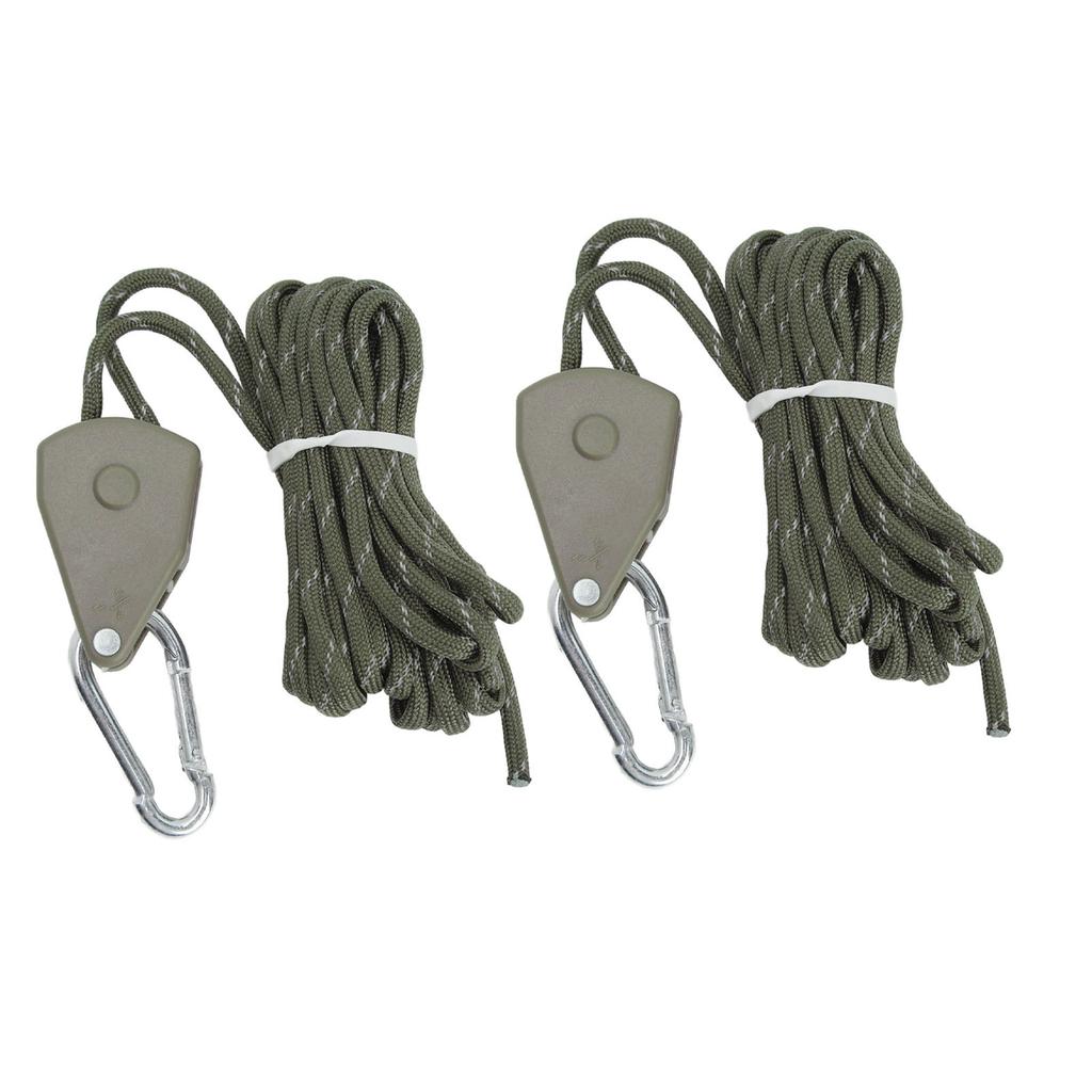 2 Pcs Camping Tent Wind Cord Outdoor Tent Rope with Pulley Canopy Quick Setup Camping Rope