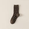 Lace Socks, Women's Long Socks, Polka Dot Black Ear-trimmed Cotton Socks, Autumn and Winter Sports Pile Socks, Versatile Boneless Mid-calf Socks