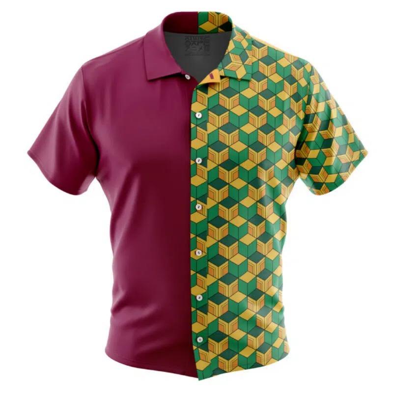 Giyu Tomioka Demon Slayer Button Up Hawaiian Shirt Sports Dry Quickly Men's Shirt Children's Clothing Tee Top Y2k Woman