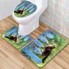 Animal Toilet Floor Mat Three-Piece Bathroom 3-Piece Carpet Doormat