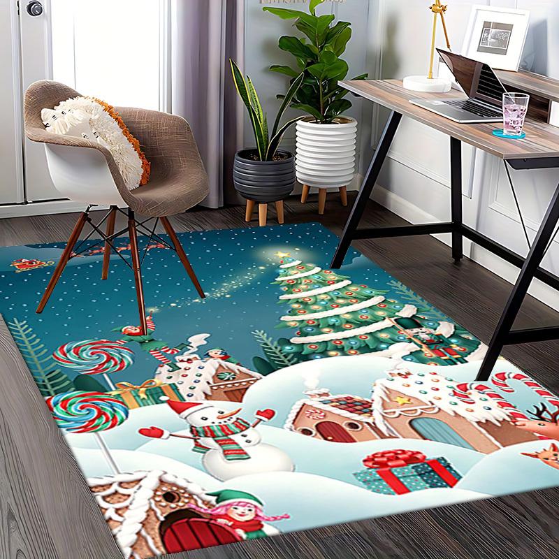 Christmas Elf Chair Mat - Anime Cartoon Design, Non-Slip Carpet for Office, Home Decor, Living Room, Bedroom, Game Room & Dormitory.R096
