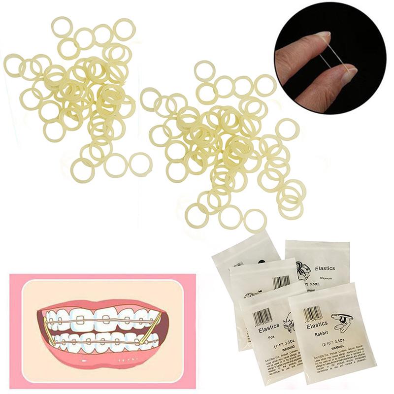 100Pcs Dental Yellow Elastomer Latex Rings Braces Rubber Bands Non-Toxic 3.5Oz for Orthodontic Treatment