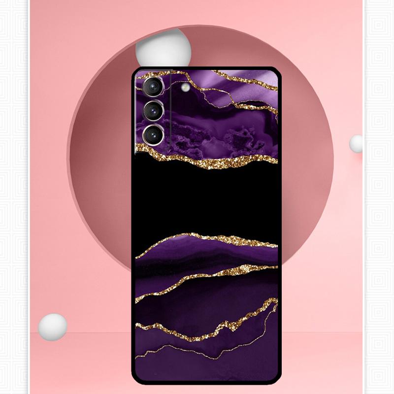 Teal Blue Gold Agate Marble Case For Samsung Galaxy S25 Ultra S21 S22 S23 S24 Ultra S9 S10 S20 Plus S25 FE Cover Funda