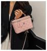 Trendy Women's Diamond Pattern Crossbody Bag - High-Quality Embroidery, Chain Shoulder Strap, Small Square Design