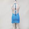 Knitting Tied V Neck Halterneck Backless Tied Up Beach Dress Adjustable Summer Outfit For Women Swimwear Cover Up