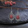 S Silberohrringe Natürliche 8*10MM Tigerauge Steinohrringe für Damen Luxuriös Retro Rhodochrosit Ohr