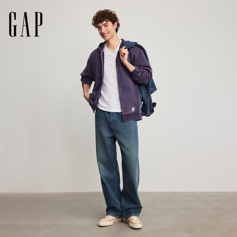 GAP Unisex 2025 Winter Schwergewichtiger Gewaschener Fleece Zip-Up Hoodie