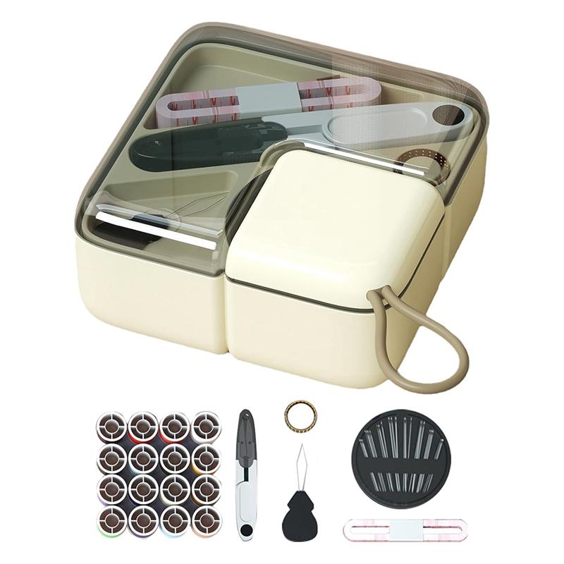 

A25F-Sewing Kit Storage Box With 16 Spools Needle& Thread Organizer, Comprehensive Tools For Home, Travel For Beginners