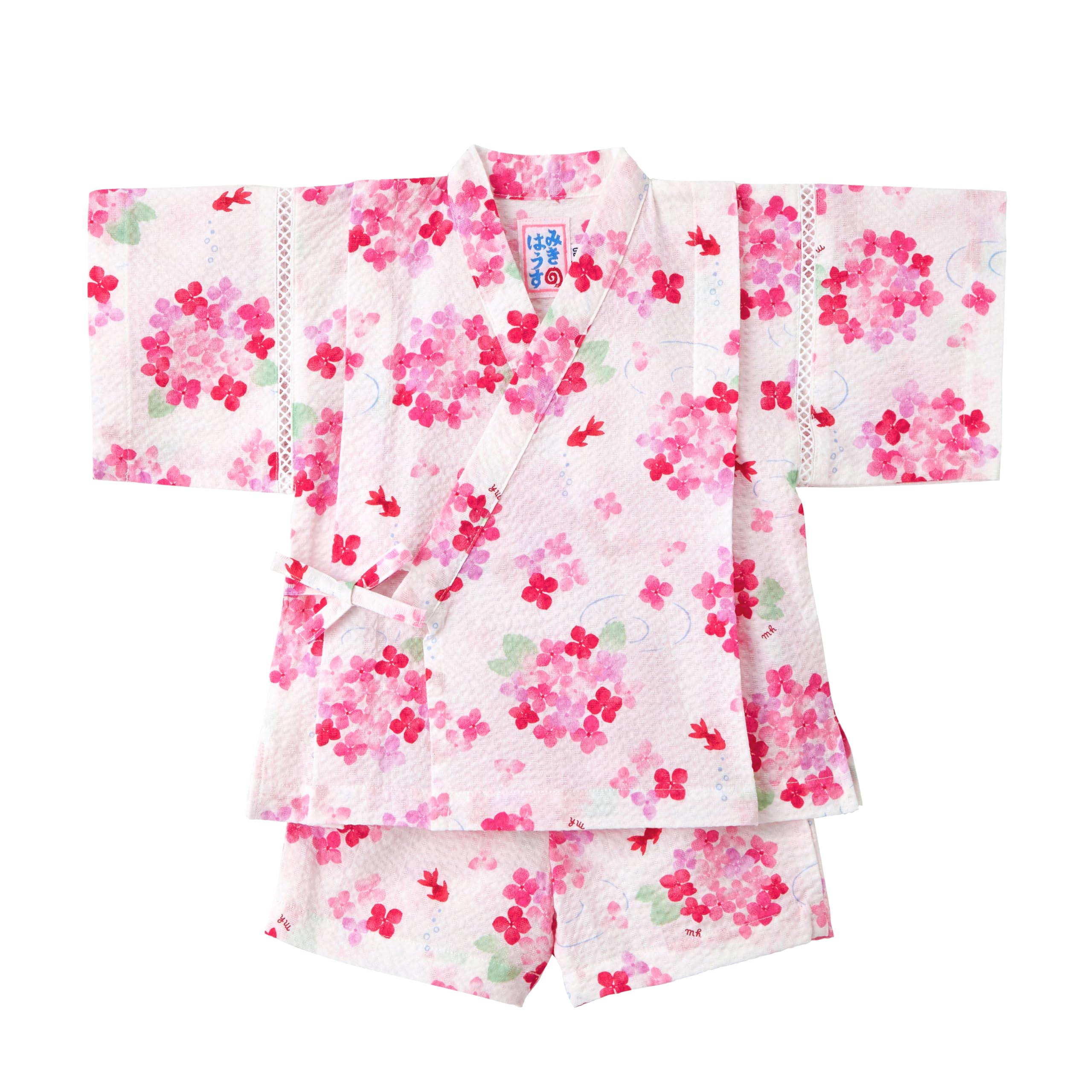 

MIKI HOUSE Jinbei Suit Short Hydrangea Made in Perfect for Fireworks Summer Baby White Set, Sleeves, Design, Japan, Girls , Festivals, Festivals, & белый