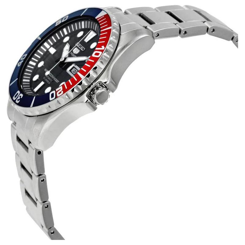 SEIKO 100 meters waterproof Automatic Steel Strap 41mm unisex black dial SNZF15K1