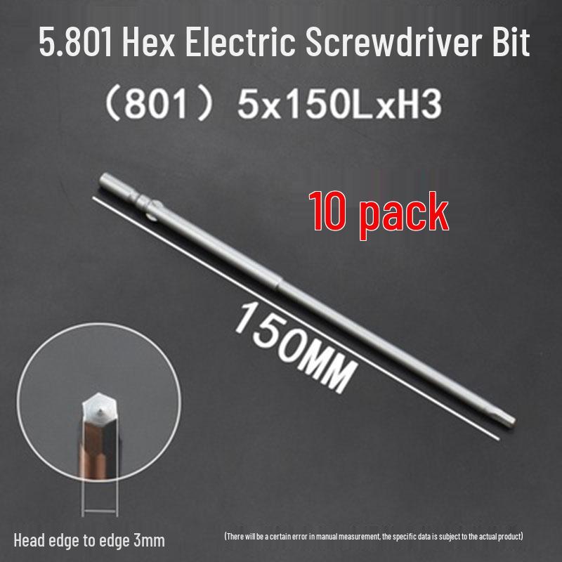 Extended Hexagonal S2 Steel Electric Screwdriver Bit with 5mm/6mm Shank
