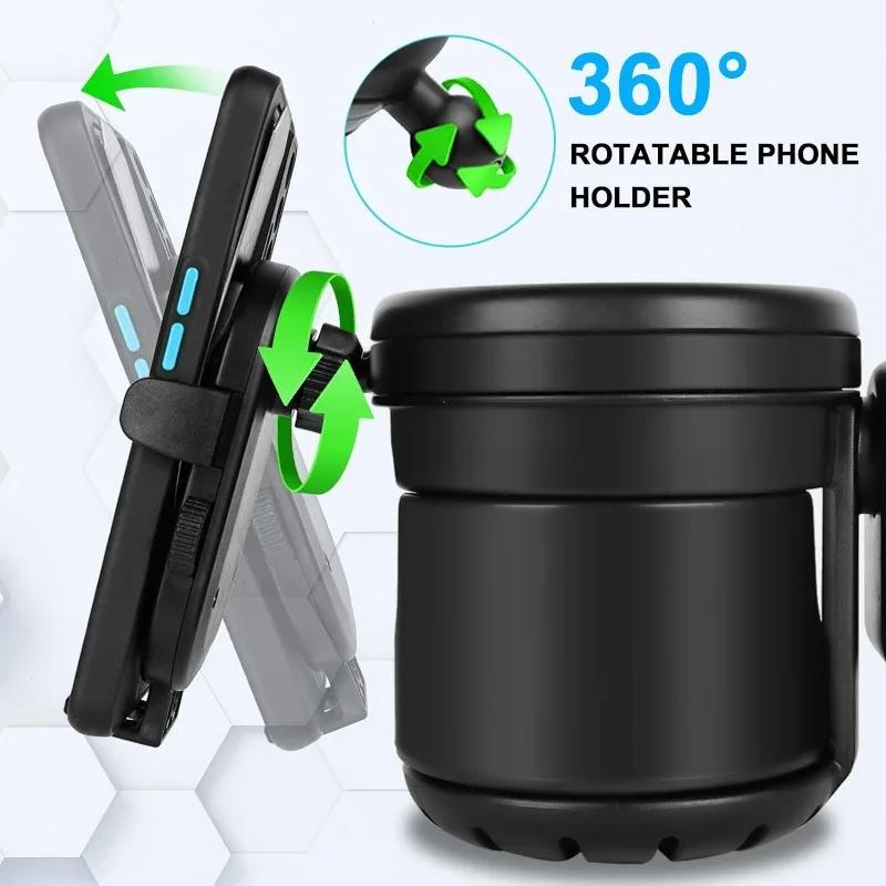 Pram Cup Holder with Phone Holder 3 In 1 Baby Stroller Storage Rack Universal 360° Rotating Drink Holder Bottle Holder for Pram