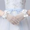 Guanti da Sposa per Spose Rete Decorata con Perle Performance sul Palco Stile Principessa Studio Fotografico Bianchi Separati per le Dita