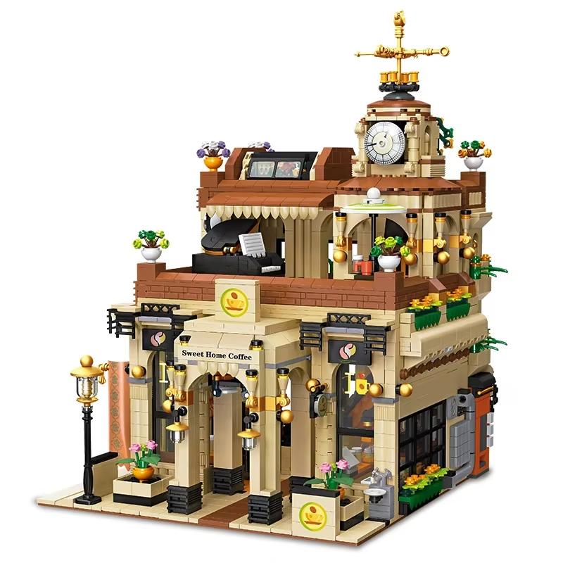 2987Pcs High-Standard Creative Urban-Region Top-Grade Coffee Superior-Grade Shop First-Class Assembly Top-Grade Construction-Blocks Top-Grade