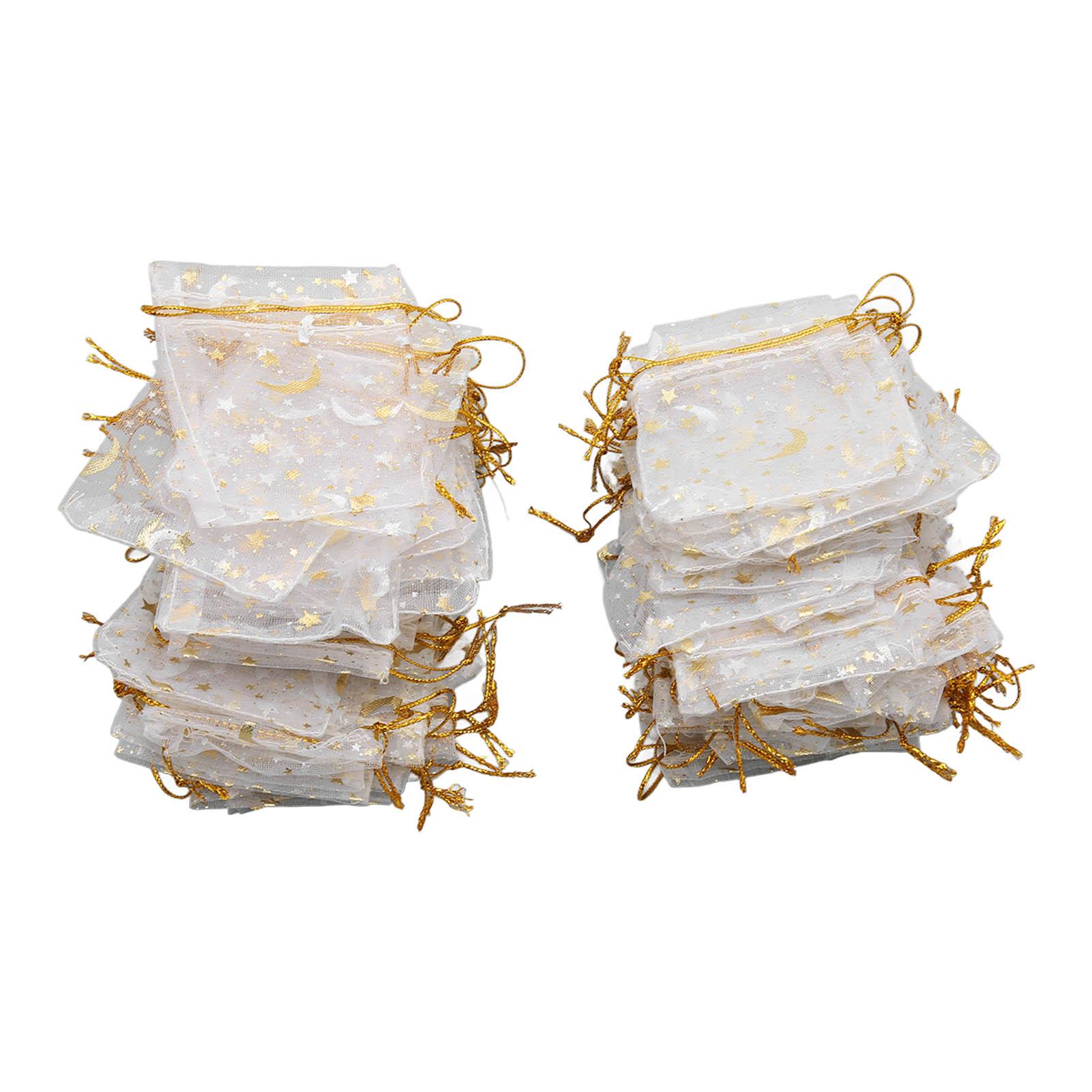 

100 шт. мешочков из органзы Moon Star 2,8x3,5 дюйма, прозрачные мешочки из органзы с завязками, подарочные мешочки с завязками