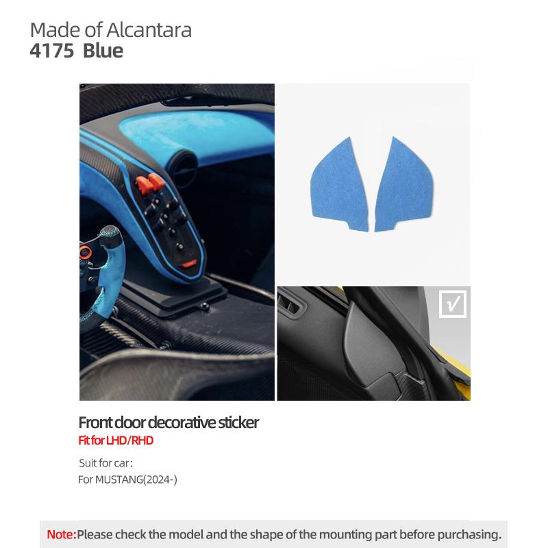Betterhumz For Ford Mustang GT 2024- Make of Alcantara Car Front Door Panel Interior Decor Trim Stickers Tuning Auto Accessories