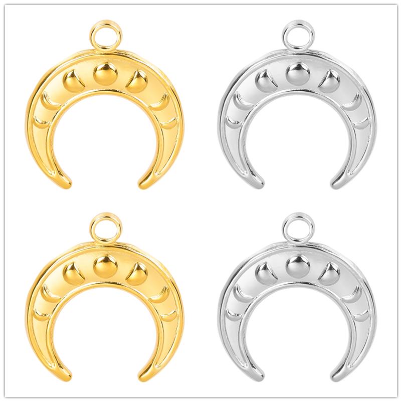 4pcs Mix Crescent Moon Pendants For Jewelry Making Supplies Witchcraft Charm Stainless Steel Charms Bulk DIY Keychains Earrings