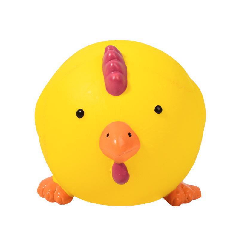 Latex Squeaky Pig & Chicken Head Ball Teething Toys for Small Dogs