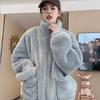 LangSha Korean Style Women's Autumn Winter Fleece Thickened Flannel High Neck Warm Set Casual Homewear Outerwear