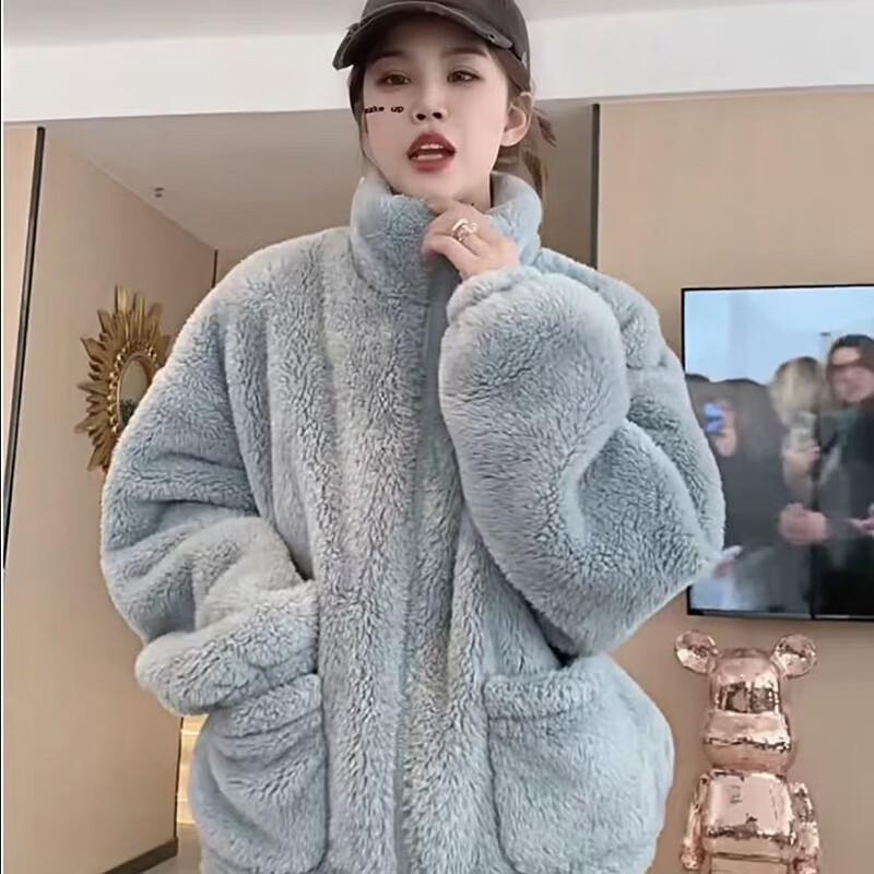 LangSha Korean Style Women's Autumn Winter Fleece Thickened Flannel High Neck Warm Set Casual Homewear Outerwear