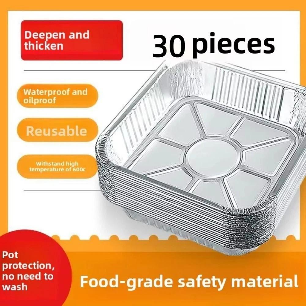 30Pcs Square Aluminum Foil Baking Trays 6/7/8/9inch Aluminum Foil Bowl Air Fryer Pans  Meal Prep