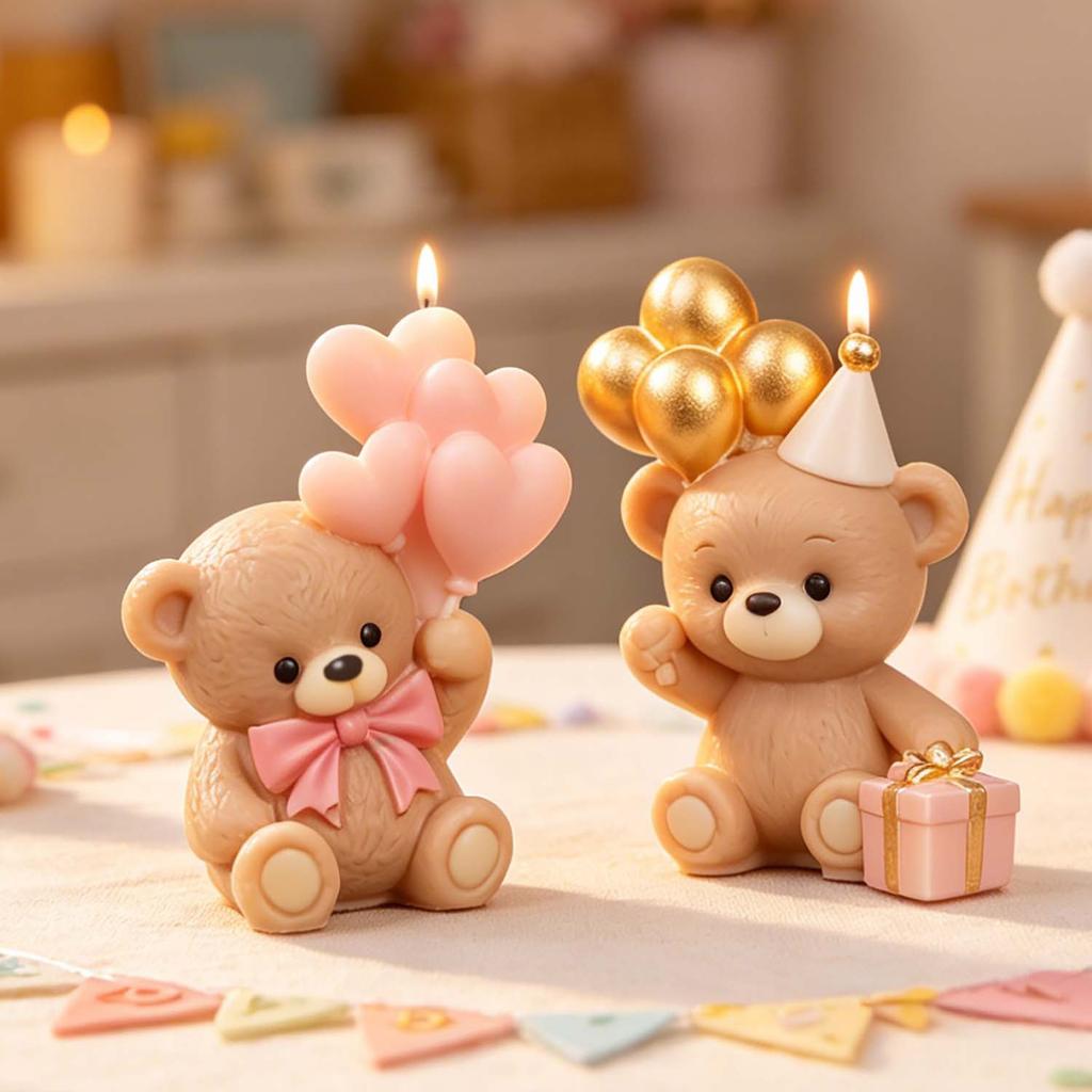 1Pc Triumphant DIY Balloon Gift Bear Scented Candle Drop Glue Mold Love Balloon Bear Decorative Silicone Mold