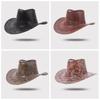 Knight Hat Summer Sun Hat PU Leather Sunscreen Cap Casual Western Cowboy Hat  Summer