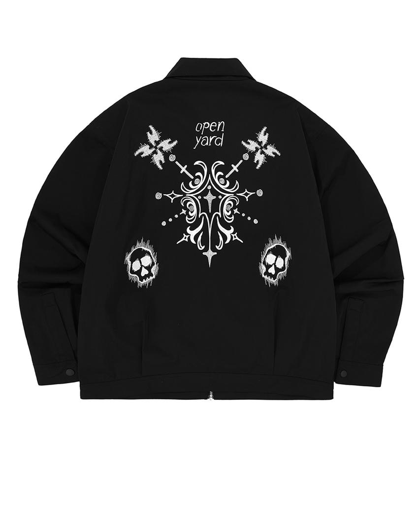 Openyard(Oy) Skull Embroidered Jacket - Black