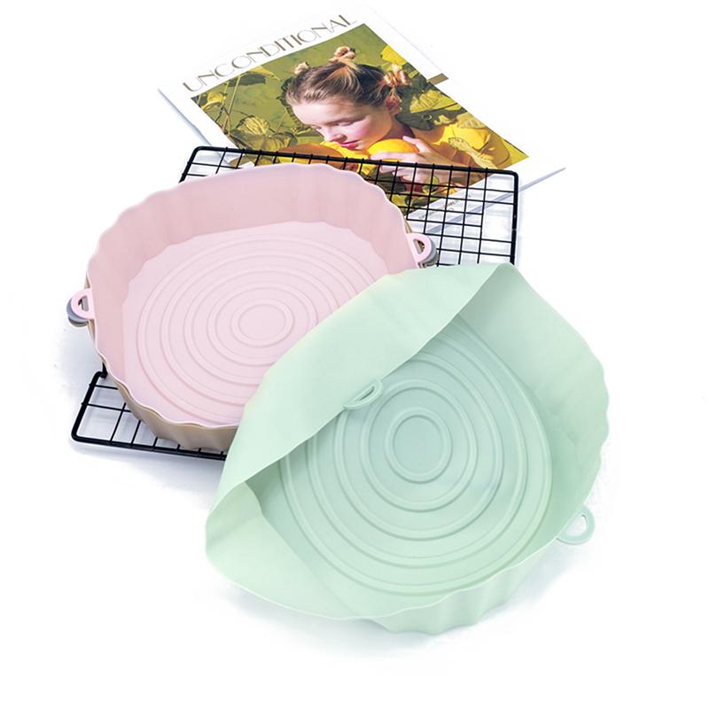 23Cm Air Fryers Oven Baking Tray Fried Chicken Basket Mat Air Fryer Silicone Pot  Replacemen Grill Pan Accessories