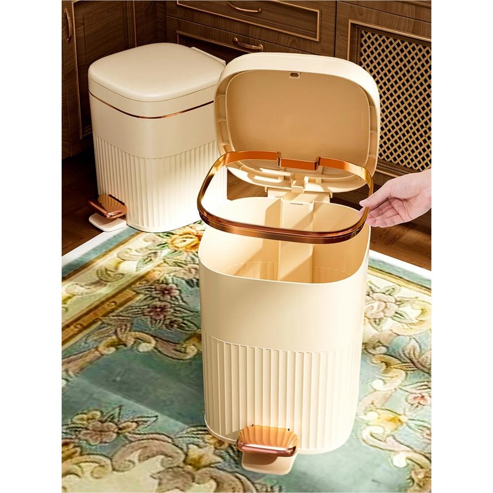 1pc Modern & Luxury Large Capacity Pedal Garbage Bin With Lid For Home, Bathroom, Living Room And Bedroom Use