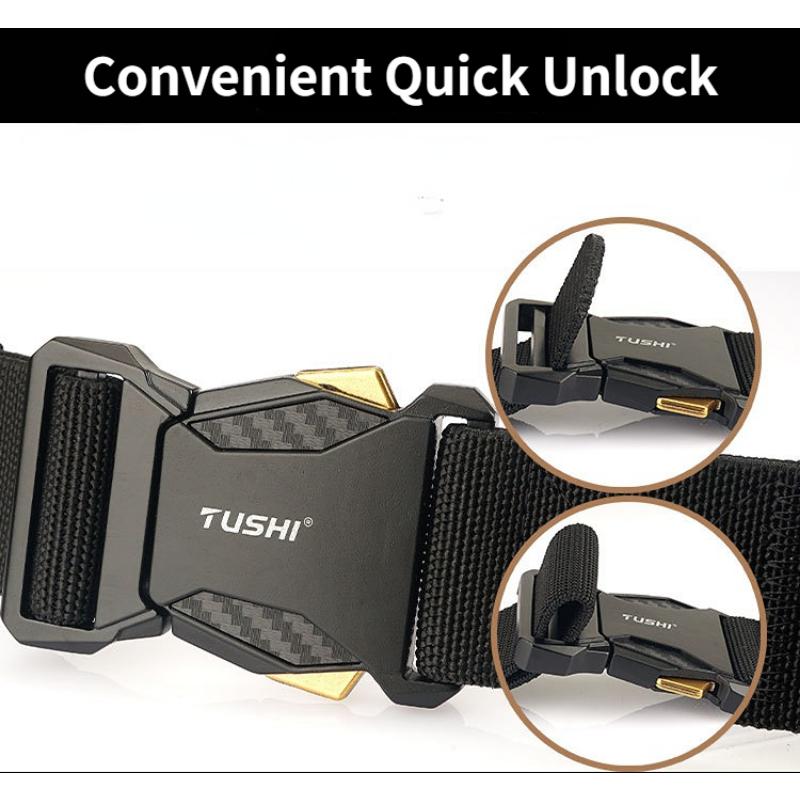 Metal Quick Release Belts Pluggable Buckle Elastic Canvas Belts for Men Durable Tactical Belt Cowboy Outdoor Stretch Army Strap