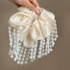Satin Tassel Pearl Hair Tie - Non-Constricting Ponytail Accessory for Women