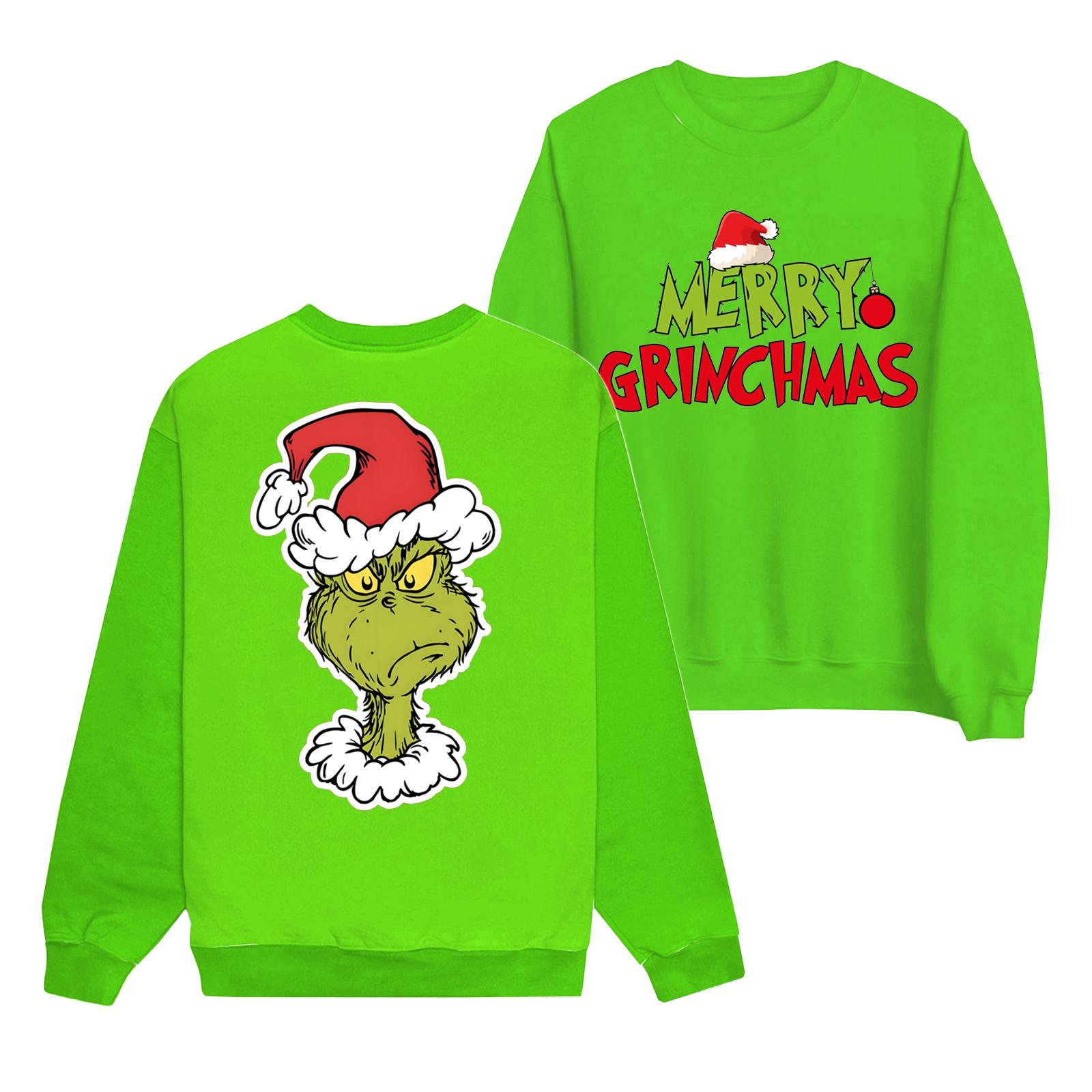 

Женская мода повседневный принт повседневный длинный рукав круглый вырез толстовка топ XXL зелёный