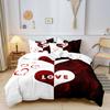 3D Printed Red Black Me And You Rose Letters Heart Pattern Printed Quilt Duvet Cover Bedding Set, For All Season Bedroom, Hotels