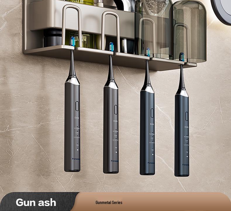 Wall-Mounted Electric Toothbrush & Mouthwash Cup Holder Set - No-Drill Installation
