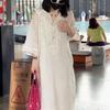 Summer new loose and thin temperament long skirt new Chinese style heavy industry embroidered V-neck dress women