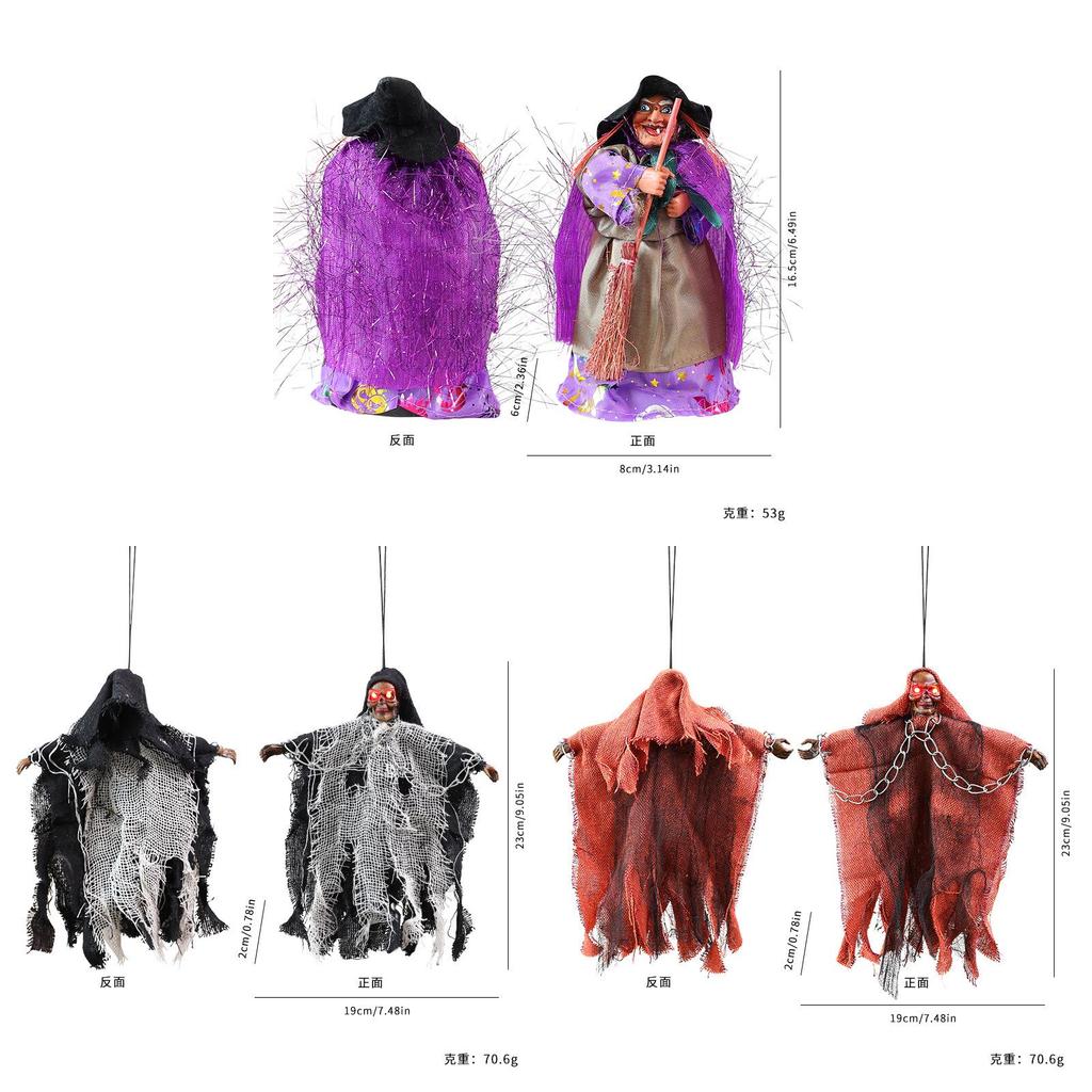 Decorazione Appesa Strega di Halloween con Suono Elettronico per Allestimento Scena Casa Infestata