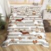 Sausage Dog King Queen Duvet Cover Floral Dachshund Bedding Set Cartoon Puppy Animal Comforter Cover Pet Polyester Quilt Cover