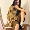 Women's Printed Short Sleeved Shirt Chinese Style Loose Retro Female's Shirts Single Breasted Woman Clothing with Pocket