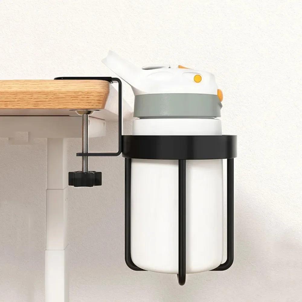 1Pc Deepen Clip On Table Cup Holder Horizontal Vertical Mount Anti Spill Metal Clamp Storage Rack For Office Desk Mug Holder